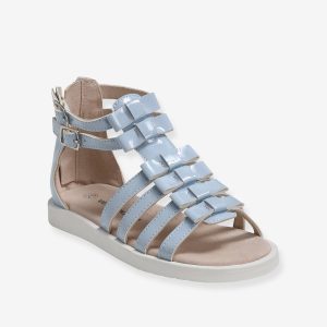 Achat Sandales hautes fille esprit spartiates bleu clair pas cher en promo