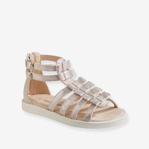 Achat Sandales hautes fille esprit spartiates rose pâle pas cher en promo