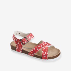 Achat Sandales imprimées fille fleurs rouge pas cher en promo