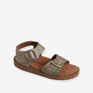 Achat Sandales moussées cuir fille kaki pas cher en promo