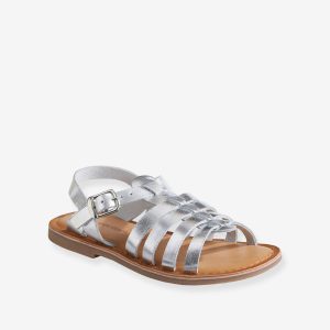 Achat Sandales multi-brides cuir fille argent pas cher en promo