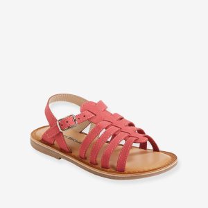 Achat Sandales multi-brides cuir fille rose pas cher en promo