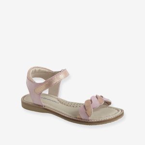 Achat Sandales scratchées fille en cuir rose pas cher en promo