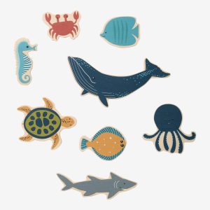 Achat Set d'animaux marins en bois FSC® bleu pas cher en promo