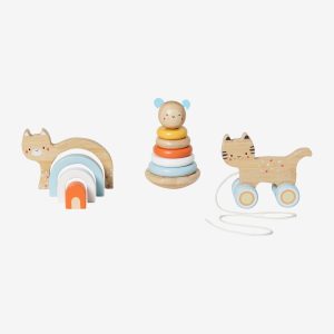 Achat Set de 3 jouets en bambou multicolore pas cher en promo
