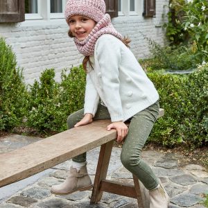 Achat Slim MorphologiK fille en velours à pois irisés kaki imprimé pas cher en promo