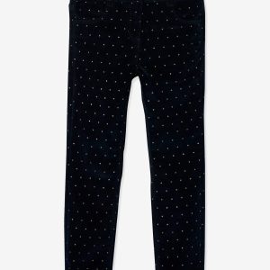 Achat Slim MorphologiK fille en velours à pois irisés marine imprimé pas cher en promo