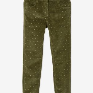 Achat Slim MorphologiK fille en velours à pois irisés tour de hanches large kaki imprimé pas cher en promo
