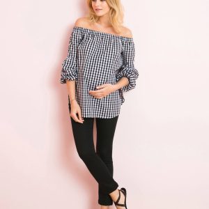 Achat Slim de grossesse en toile stretch entrejambe 78 noir pas cher en promo