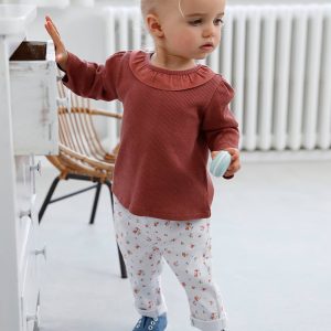 Achat Slim fleuri bébé en coton stretch blanc imprimé pas cher en promo