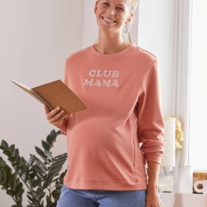 Achat Sweat molleton à message grossesse et allaitement rose blush pas cher en promo
