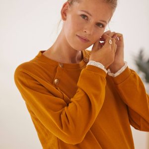 Achat Sweat molleton grossesse et allaitement camel pas cher en promo