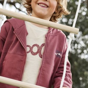 Achat Sweat zippé à capuche garçon poches fantaisie bordeaux pas cher en promo