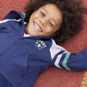 Achat Sweat zippé à capuche sport garçon bleu foncé pas cher en promo