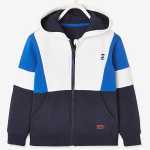 Achat Sweat zippé colorblock sport garçon indigo pas cher en promo
