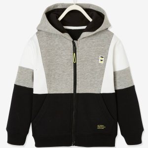 Achat Sweat zippé colorblock sport garçon noir pas cher en promo