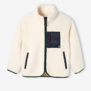 Achat Sweat zippé en sherpa garçon beige clair pas cher en promo