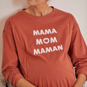 Achat T-shirt à message grossesse et allaitement chocolat pas cher en promo