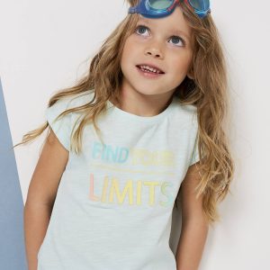 Achat T-shirt fille message fantaisie vert clair pas cher en promo