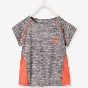 Achat T-shirt fille sport manches courtes motif étoile gris pas cher en promo