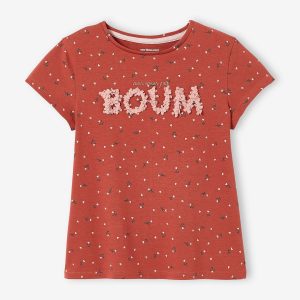 Achat T-shirt imprimé animation frizou fille terracotta pas cher en promo