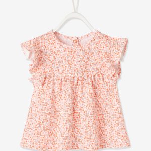 Achat T-shirt imprimé fleurs bébé orange imprimé pas cher en promo
