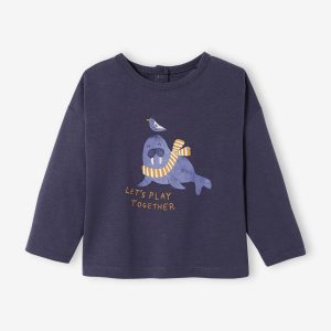 Achat T-shirt manches longues bébé fantaisie bleu nuit pas cher en promo