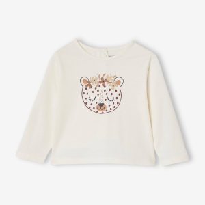 Achat T-shirt manches longues bébé imprimé fantaisie écru pas cher en promo