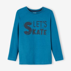 Achat T-shirt message graphique Basics garçon bleu paon pas cher en promo