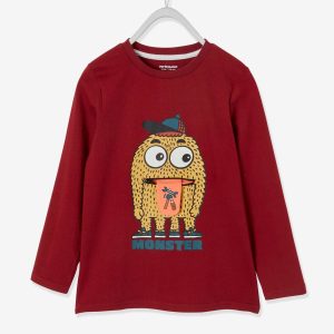 Achat T-shirt monstre ludique garçon manches longues brique pas cher en promo