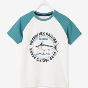 Achat T-shirt motif animal garçon manches courtes ivoire pas cher en promo