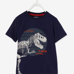 Achat T-shirt motif dinosaure géant garçon marine pas cher en promo