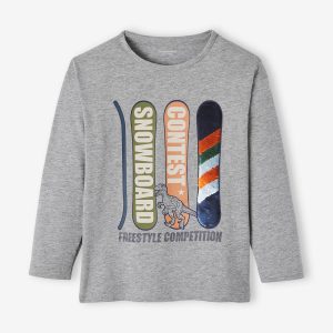 Achat T-shirt motif ludique garçon gris clair chiné pas cher en promo