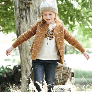 Achat T-shirt motif trèfle détails irisés et flocage velours fille beige pas cher en promo