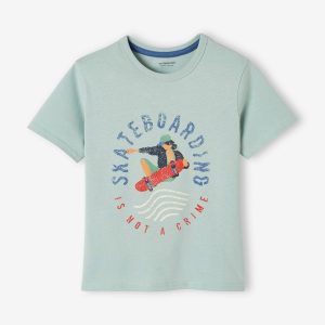 Achat T-shirt motifs graphiques garçon manches courtes bleu clair pas cher en promo