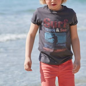 Achat T-shirt photoprint surf garçon manches courtes gris pas cher en promo