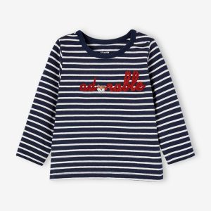 Achat T-shirt rayé bébé brodé encre rayé pas cher en promo