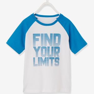 Achat T-shirt sport garçon inscription en relief blanc pas cher en promo