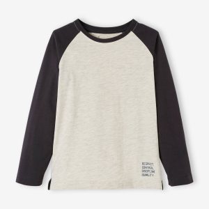 Achat T-shirt sport manches raglan garçon beige chine pas cher en promo