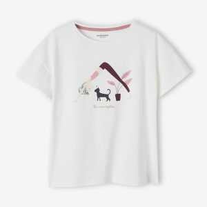 Achat T-shirt sport motif girly yoga fille ivoire pas cher en promo