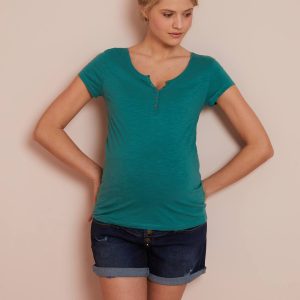 Achat T-shirt tunisien de grossesse vert lichen pas cher en promo