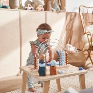 Achat Table d'activités Arc-en-ciel en bois FSC® bleu pas cher en promo