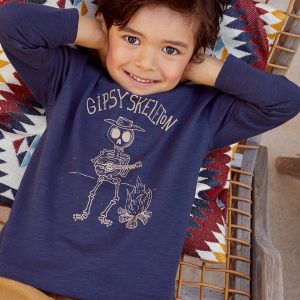 Achat Tee-shirt Gipsy skeleton garçon manches longues marine pas cher en promo