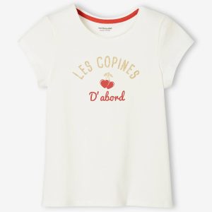 Achat Tee-shirt à message Basics fille blanc pas cher en promo