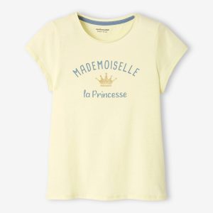 Achat Tee-shirt à message Basics fille jaune pas cher en promo