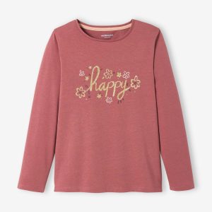 Achat Tee-shirt à message Basics fille rose pas cher en promo