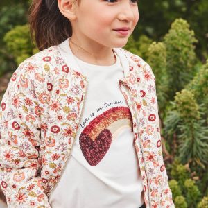 Achat Tee-shirt à sequins fille écru pas cher en promo
