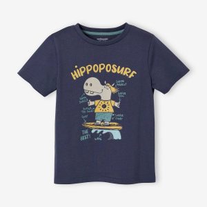 Achat Tee-shirt animal rigolo garçon bleu ardoise pas cher en promo