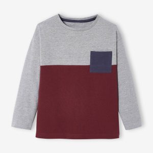 Achat Tee-shirt colorblock garçon bordeaux pas cher en promo
