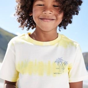 Achat Tee-shirt effet dip dye garçon raye jaune pas cher en promo